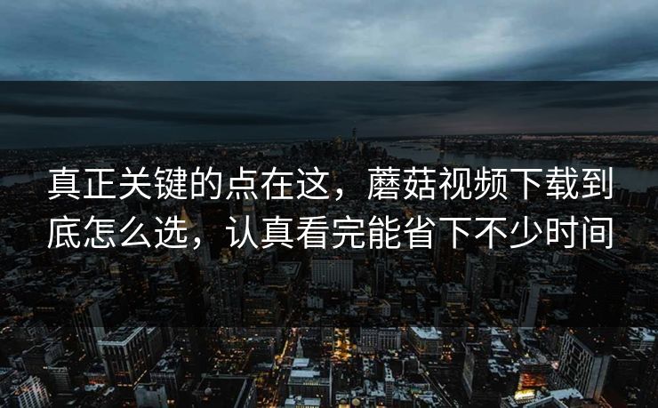 真正关键的点在这，蘑菇视频下载到底怎么选，认真看完能省下不少时间