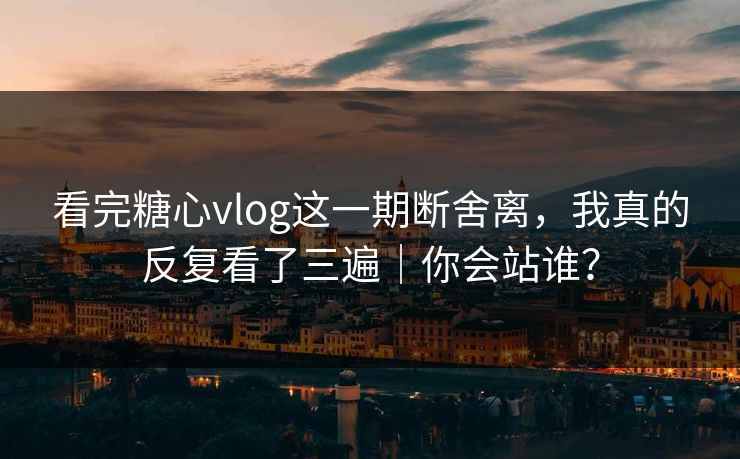 看完糖心vlog这一期断舍离，我真的反复看了三遍｜你会站谁？