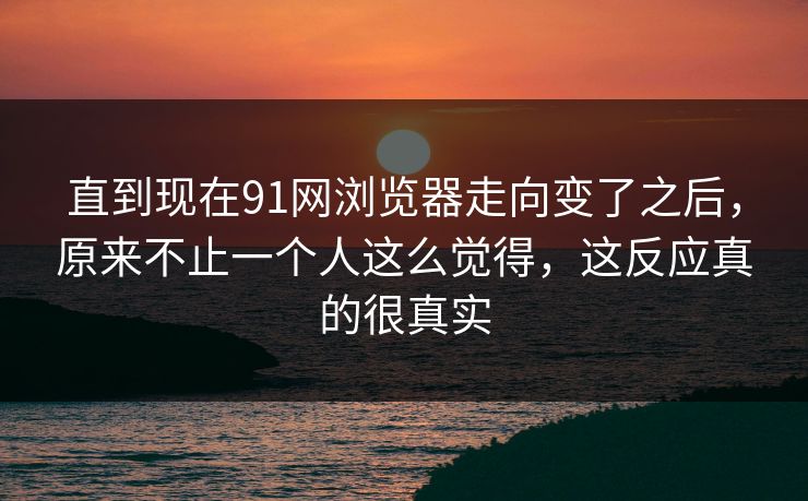 直到现在91网浏览器走向变了之后，原来不止一个人这么觉得，这反应真的很真实