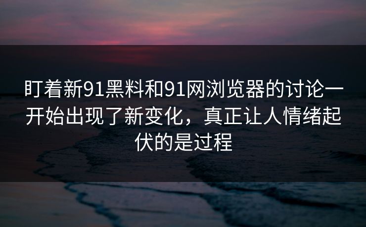 盯着新91黑料和91网浏览器的讨论一开始出现了新变化，真正让人情绪起伏的是过程
