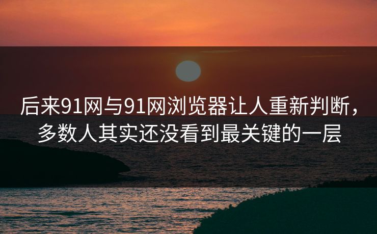 后来91网与91网浏览器让人重新判断，多数人其实还没看到最关键的一层