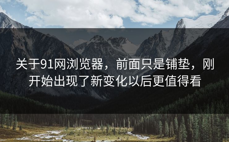 关于91网浏览器，前面只是铺垫，刚开始出现了新变化以后更值得看