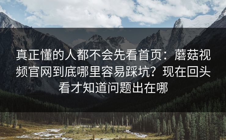 真正懂的人都不会先看首页：蘑菇视频官网到底哪里容易踩坑？现在回头看才知道问题出在哪