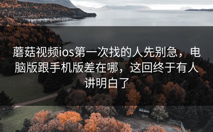 蘑菇视频ios第一次找的人先别急，电脑版跟手机版差在哪，这回终于有人讲明白了
