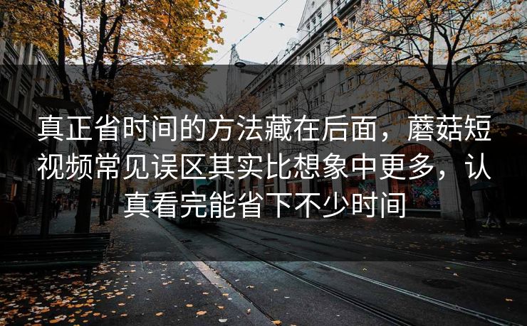 真正省时间的方法藏在后面，蘑菇短视频常见误区其实比想象中更多，认真看完能省下不少时间
