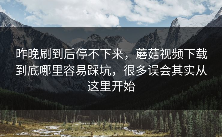 昨晚刷到后停不下来，蘑菇视频下载到底哪里容易踩坑，很多误会其实从这里开始
