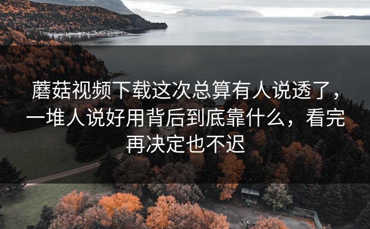 蘑菇视频下载这次总算有人说透了,一堆人说好用背后到底靠什么,看完再决定也不迟 蘑菇视频下载这次总算有人说透了,一堆人说好用背后到底靠什么,看完再决定也不迟