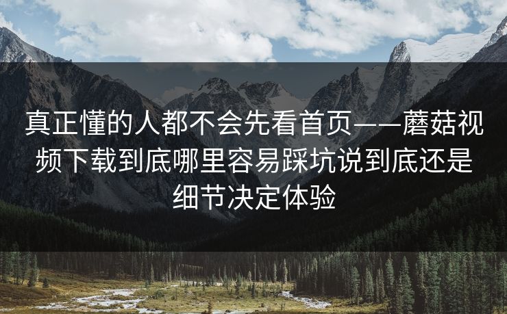 真正懂的人都不会先看首页——蘑菇视频下载到底哪里容易踩坑说到底还是细节决定体验