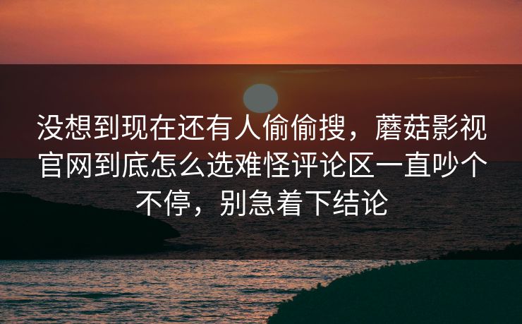 没想到现在还有人偷偷搜，蘑菇影视官网到底怎么选难怪评论区一直吵个不停，别急着下结论